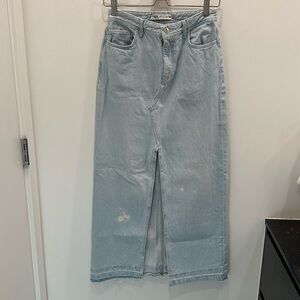Zara slit denim midi skirt